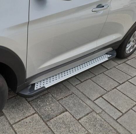 Chevrolet Captiva 2006 tot 2011 - aluminium treeplanken grijs - ronde nop