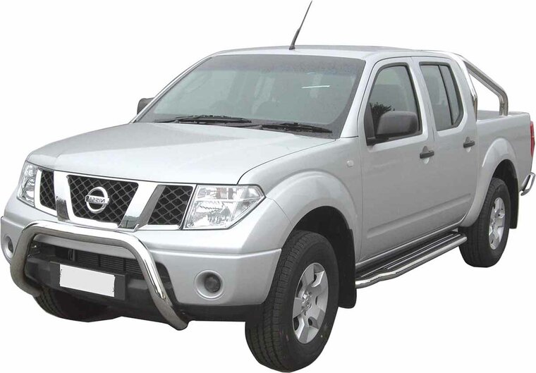 Nissan Navara 2005 tot 2010 - super pushbar Ø 76 mm met CE/EU certificaat - RVS 304 hoogglans gepolijst