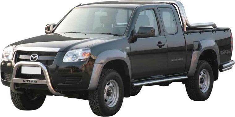 Mazda BT-50 2006 tot 2011 - pushbar &Oslash; 63 mm met modelnaam met CE/EU certificaat - RVS 304 hoogglans gepolijst