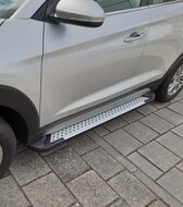 Kia Sportage 2015 tot 2018 - aluminium treeplanken grijs - ronde nop