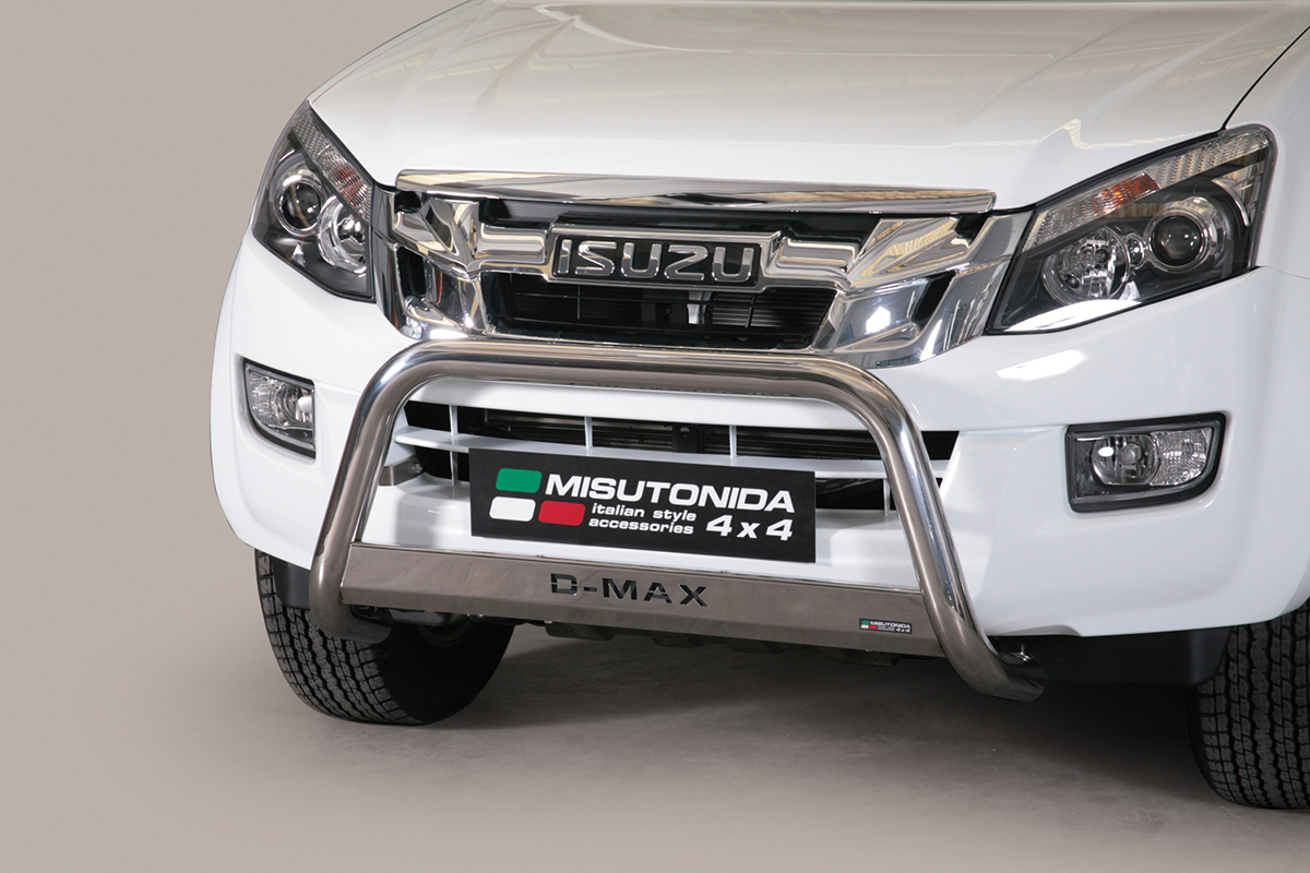 Isuzu D-MAX 2012 tot 2018 - pushbar Ø 63 mm met modelnaam met CE/EU certificaat - RVS 304 hoogglans gepolijst
