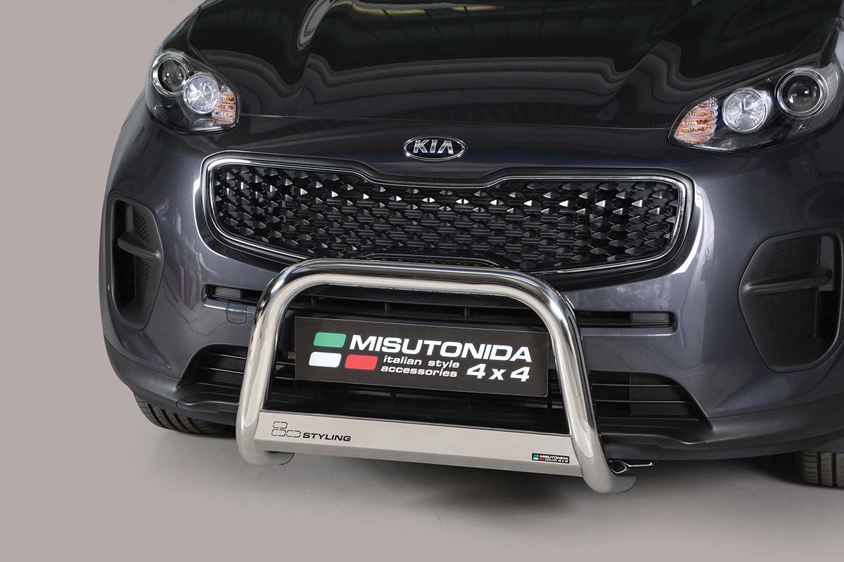Kia Sportage 2015 tot 2018 - pushbar Ø 63 mm met CE/EU certificaat - RVS 304 hoogglans gepolijst