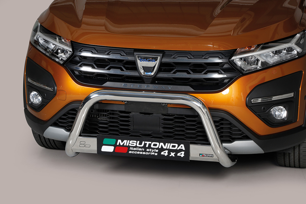 Dacia Sandero Stepway 2021 tot heden &ndash; pushbar &Oslash; 63 mm met CE/EU certificaat - RVS 304 hoogglans gepolijst