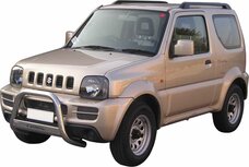 Suzuki Jimny 2006 tot 2012 - super pushbar Ø 76 mm met CE/EU certificaat - RVS 304 hoogglans gepolijst Suzuki Jimny 2006 tot 2012 - super pushbar Ø 76 mm met CE/EU certificaat - RVS 304 hoogglans gepolijst
